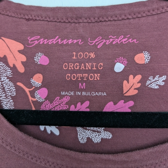 Gudrun Sjoden 100% Organic Cotton Maroon Long Sleeve Pocket Dress Lagenlook Sz M - Picture 7 of 16